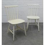 Pair of Danish white painted chairs, stamped made in Denmark. 82 x 40cm. (2)