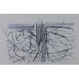 Nerys A Johnson, 'River : Split' monoprint, signed in pencil and dated '75, framed under glass, 53 x