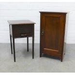 Mahogany pot cupboard together with a small sewing worktable. 77 x 42 x 37cm. (2)