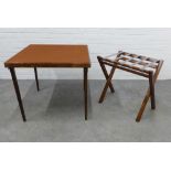 Vono folding card table together with a luggage rack / stand. 68 x 76cm. (2)