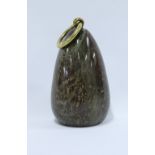 Polished hardstone doorstop with a brass loop, 21cm excluding brass loop