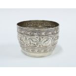 Hamilton & Inches silver christening bowl, Edinburgh 1898, with repoussé animal panels and floral