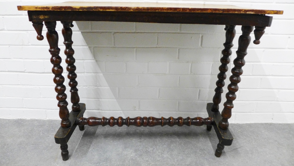 Victorian table with double bobbin legs and stretcher, possibly with a replacement Games table - Image 3 of 3