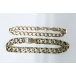 Gents 9ct gold curb chain bracelet with textured links, Sheffield 1980, together with another curb