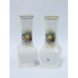 Shelley Fruit Spray pattern vases with printed factory backstamps, (2) 21cm.