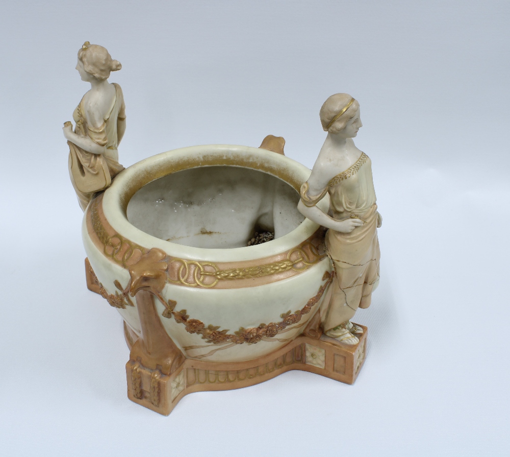 Austrian blush ivory planter with figures (a/f) 25 x 28cm. - Image 2 of 2