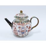 18th century Chinese porcelain teapot, spout and hand replaced (a/f) 13 x 18cm.