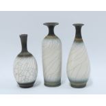 A group of three David White studio pottery vases (3) 16cm.