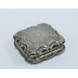 Unmarked continental silver snuff box, 5 x 5cm