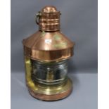 Large copper and brass ships Masthead lantern, 58 x 35cm