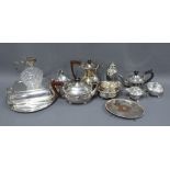 Quantity of Epns wares to include tea sets, entrée dish and cover, claret jug, sauce boats, etc (a