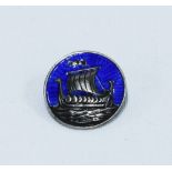 Alexander Ritchie silver an enamel Galleon brooch, marked AR, Iona, ICA, with Birmingham hallmark,