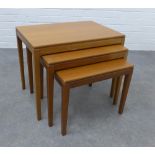 Nest of three teak tables. 50 x 60 x 40cm.