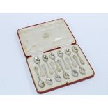 Cased set of twelve silver teaspoons, Edinburgh 1935
