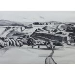 20th century school, charcoal landscape, apparently unsigned, framed, 59 x 41cm