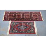 Belgian 'Tabriz' silk runner and another smaller, 210 x 65cm and 120 x 62cm (2)