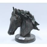 Modern faux bronze Horse Head sculpture, 22 x 20cm.
