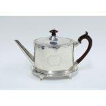 George III silver teapot and matching silver teapot stand, Henry Chawner, London 1790, of oval