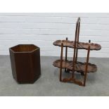Hardwood folding cake stand with a hexagonal wooden waste paper bucket. (2)