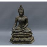 Bronze Buddha, modelled seated in contemplative pose