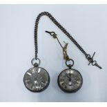 Two 19th century silver cased open face pocket watches, one London 1837 and the other 1874