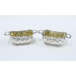 Pair of George III silver gilt salts, Thomas Johnson, London 1808, of rectangular form with