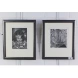 Chris Daunt, 'Portrait of Magda' A/P etching and another, signed and framed under glass 17 x 19cm (