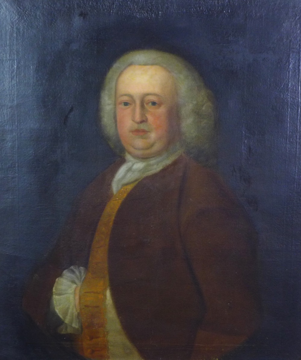English School, half length portrait of an 18th century Gent, oil on canvas, apparently unsigned, in