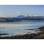 Ian S. Johnstone (SCOTTISH 1957 - 2009) 'Towards the Cuillins from Arisaig', oil on board, signed