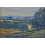 Edward Stamp, 'Distant Chilterns September', acrylic framed under glass, 19.5 x 14cm