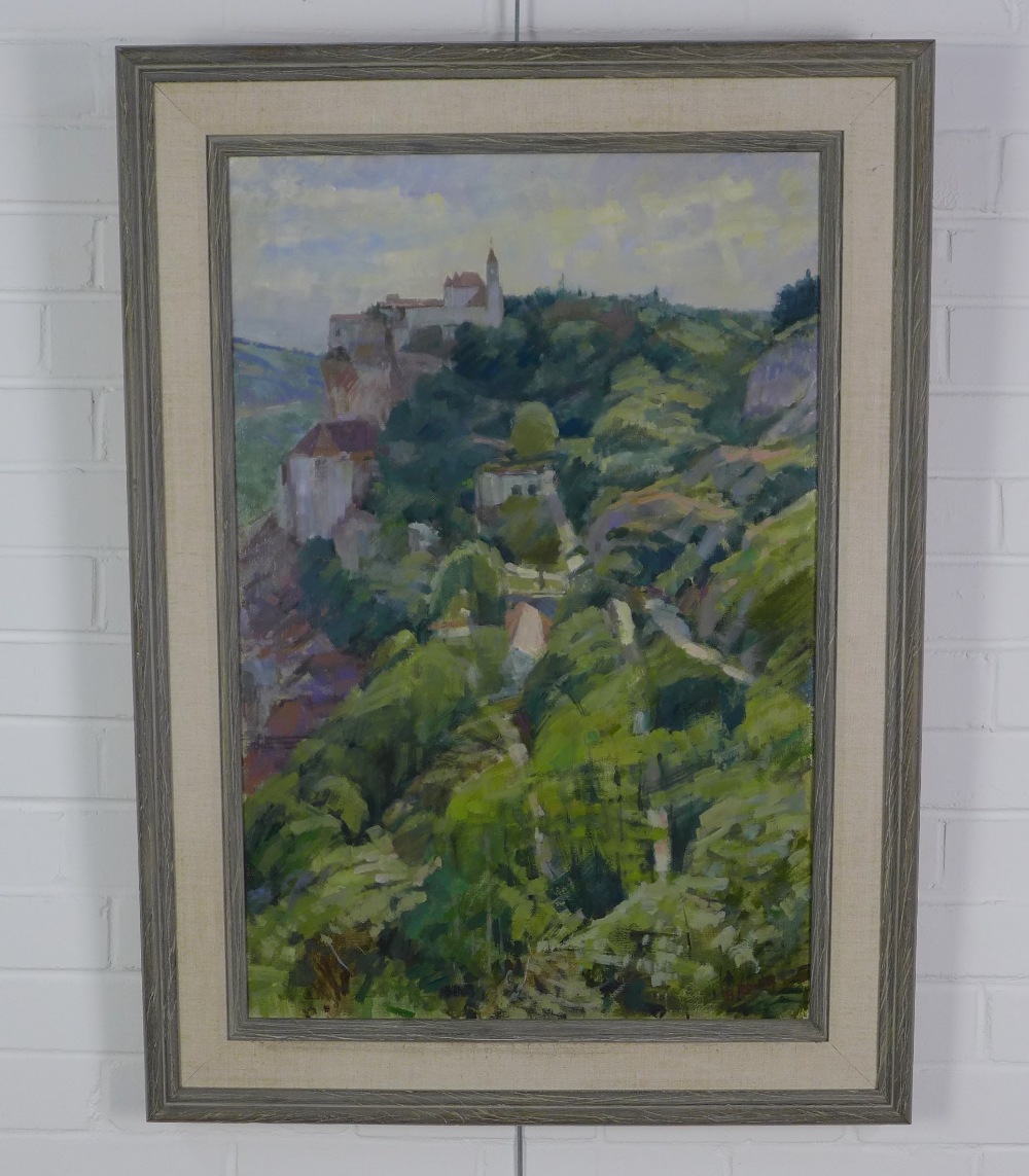 Brian Roxby R.O.I. 'Rocamadour, France', oil on canvas, signed and framed, 50 x 75cm - Image 2 of 4