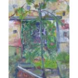 Jessie Bruce, Garden View, oil, signed and framed under glass, 40 x 50cm