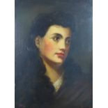 19th century oil on board portrait signed with a F. W. Hayes, and attributed verso, in an ornate