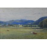 John Mitchell (SCOTTISH 1837-1929) Highland landscape with grazing cattle, watercolour, signed and