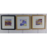 Linda Christie, (Contemporary) group of three watercolours to include 'Purple Light II' & '