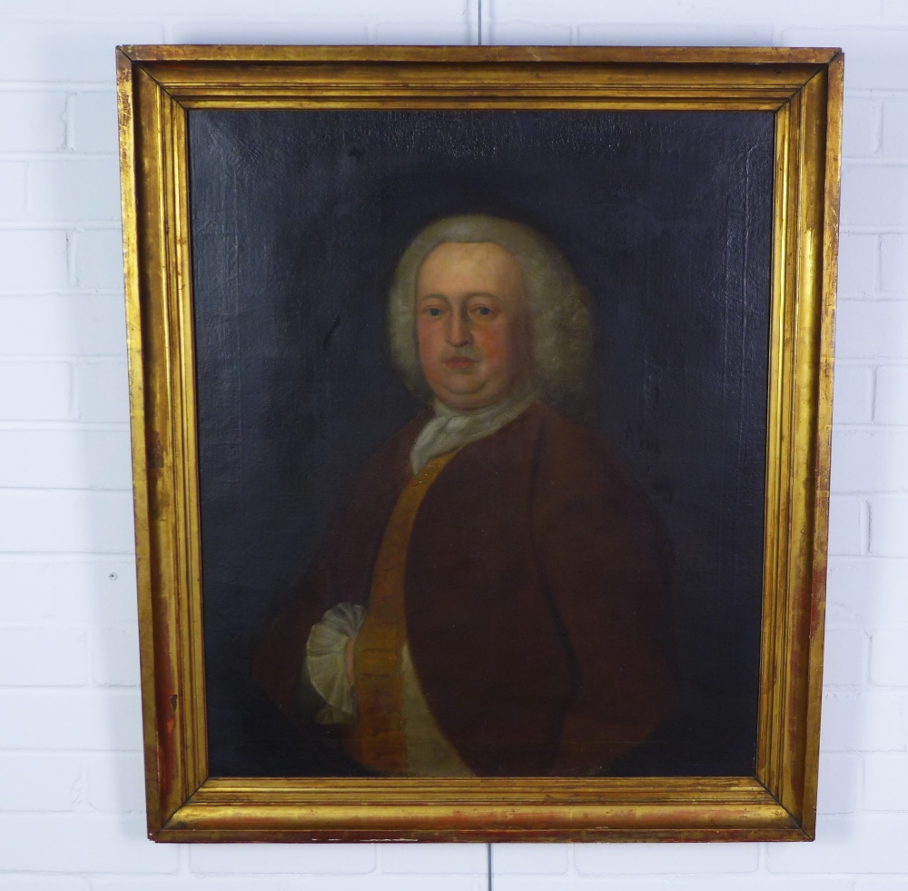 English School, half length portrait of an 18th century Gent, oil on canvas, apparently unsigned, in - Image 2 of 3