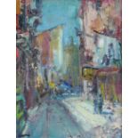 Hamish Lawrie (Scottish 1919-1987) Venice street scene, oil on board, signed and framed, 35 x 45cm