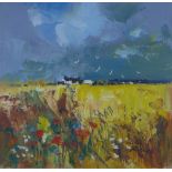 Douglas Phillips (SCOTTISH 1926 - 2012), 'The Yellow Field', oil on board, signed, framed under