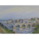 Fred Stott, watercolour of Kelso, signed and framed under glass, 34 x 25cm