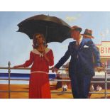 After Jack Vettriano, a copy oil on canvas, framed 73 x 57cm