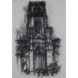David Venables, (British) 'Durham Cathedral', charcoal, signed and framed under glass, 49 x 69cm