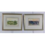 Brian Roxby ROI, pair of landscape watercolours, signed and framed under glass, 21 x 13cm (2)