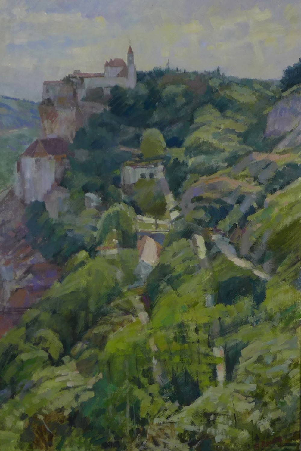 Brian Roxby R.O.I. 'Rocamadour, France', oil on canvas, signed and framed, 50 x 75cm