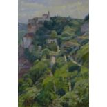Brian Roxby R.O.I. 'Rocamadour, France', oil on canvas, signed and framed, 50 x 75cm
