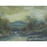 Hamilton Glass SSA, watercolour of a river landscape, signed and framed under glass, 45 x 34cm