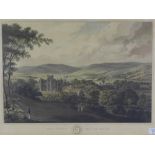 After L Clark, a 19th century coloured engraving The Town of Melrose, under glass in a Hogarth