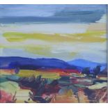 Shona Barr (Scottish b.1965) 'Yellow Moor (study)', oil on card, signed and framed under glass
