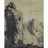 Randolph Schwabe (British 1885 - 1948) 'The Inaccessible Pinnacle, Skye', etching, Prov., The