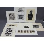 Eight various prints and woodblocks to include Fred Fowler and Angela Lamaire, all in card mounts