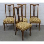 Edwardian set of four side chairs with upholstered seats. 109 x 46 x 45cm. (4)